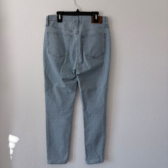 MADEWELL Jeans 10" High Rise Skinny Crop Piper Railroad Stripe Size 26 Costal - Picture 5 of 8